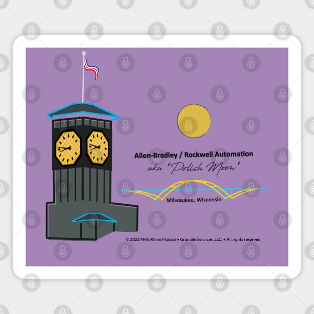 Rockwell Clock Tower • Polish Moon • MKE, WI Magnet by The MKE Rhine Maiden